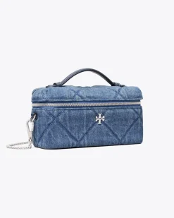 Damen Kira Kosmetiktasche aus Denim mit Rautensteppung kira Blue
