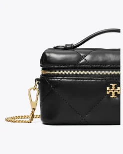 Damen Kira Kosmetiktasche im Querformat mit Rautensteppung kira Black