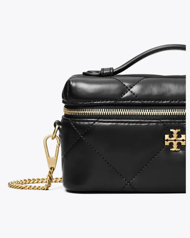 Damen Kira Kosmetiktasche im Querformat mit Rautensteppung kira Black