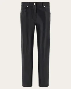Damen 5-Pocket-Hose aus Nappa Schwarz
