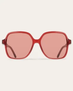 Damen Quadratische Sonnenbrillen Rot