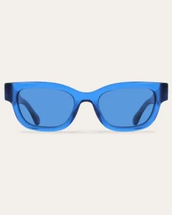 Damen Rechteckige Sonnenbrillen Blau