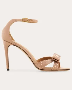 Damen Sandale mit Vara-Schleife und Kristallen Beige Größe 5