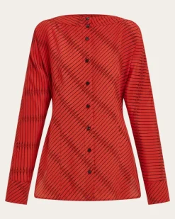 Damen Seidenbluse Rot
