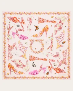 Damen Seidenhalstuch mit Eden-Shoes-Print Rosa