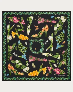 Damen Seidenhalstuch mit Eden-Shoes-Print Mehrfarbig