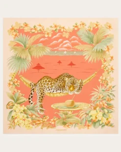 Damen Seidenhalstuch mit Jungle-Print Rosa