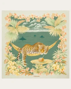 Damen Seidenhalstuch mit Jungle-Print Grün