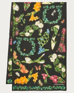 Damen Seidenschal mit Eden-Shoes-Print Mehrfarbig