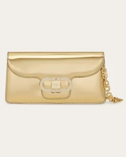 Damen Täschchen mit Doppel-Gancini Kette Gold