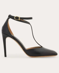 Damen T-Strap-Pumps Schwarz Größe