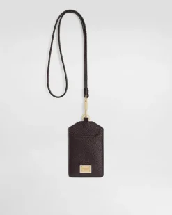 Dauphine Calfskin Keychain With Plate - Frau Collection Violett Leder Bordeaux