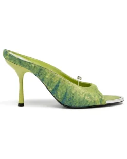 D-Diam's-High Denim-Pantolette mit schwebendem Oval D - Mokassins und Mules - Damen - Grün