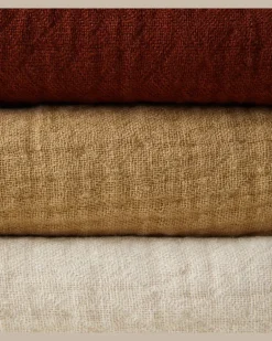 Decke aus Leinen Beige