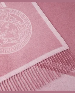 Decke Barocco aus Seide und Kaschmir Rosa