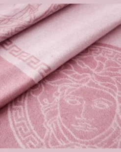Decke Barocco aus Seide und Kaschmir Rosa