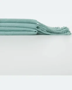 Decke Crest aus Baumwoll-Jacquard Blau