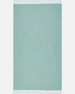 Decke Crest aus Baumwoll-Jacquard Blau
