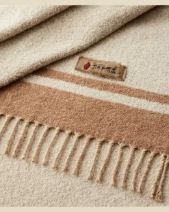 Decke Paipote aus Seide und Kamelhaar Beige