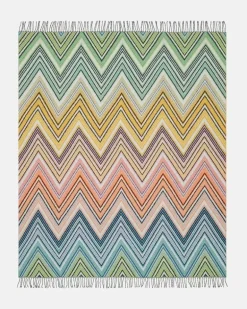 Decke Plume aus einem Wollgemisch Multicolor