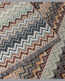 Decke Zigzag aus einem Baumwollgemisch Multicolor