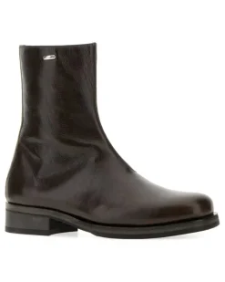 Deep Olive Leather Stivali Boot Green