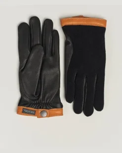 Deerskin Wool Tricot Glove Black/Black Schwarz