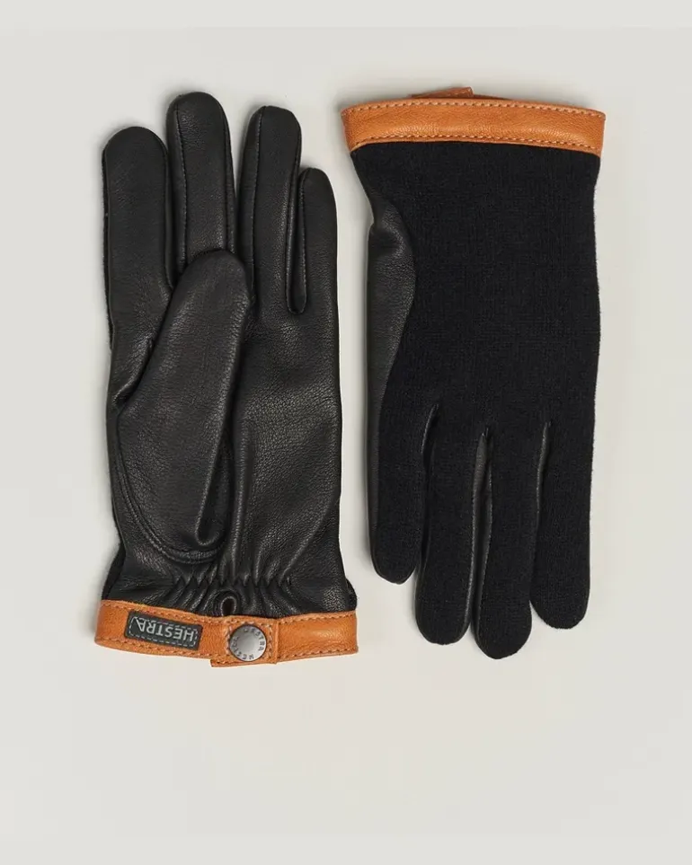 Deerskin Wool Tricot Glove Black/Black Schwarz