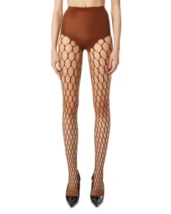 Dehnbare mesh-knit Strumpfhose - Kurze Hosen - Damen - Rot