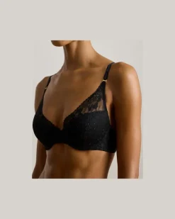 Dekolleté-Spitzen-BH mit Pailletten Black