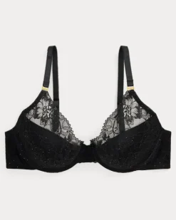 Dekolleté-Spitzen-BH mit Pailletten Black