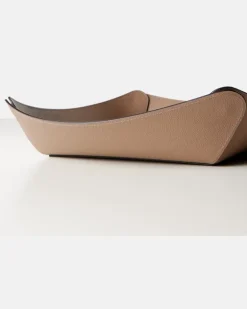 Deko-Schale Safran Large aus Leder Grau