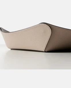 Deko-Schale Safran Medium aus Leder Grau