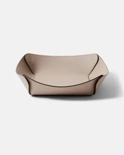 Deko-Schale Safran Medium aus Leder Grau