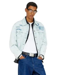 Denim overshirt mit patch-effekten - Denim jacken - Unisex - Blau