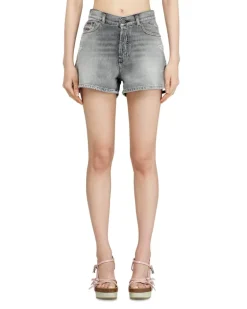 Denimshorts mit ausgefranstem Saum - Kurze Hosen - Damen - Grau