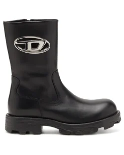 D-Hammer-Bikerstiefel aus Hochglanzleder - Stiefel - Damen - Schwarz