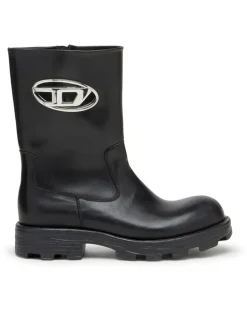 D-Hammer-Cut-Out-Lederstiefel mit Logo-Hardware - Stiefel - Damen - Schwarz