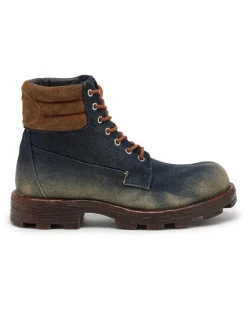 D-Hammer-Kampfstiefel aus Denim und Veloursleder - Stiefel - Herren - Blau