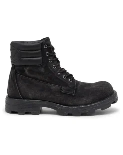 D-Hammer-Kampfstiefel aus Denim und Leder - Stiefel - Herren - Schwarz