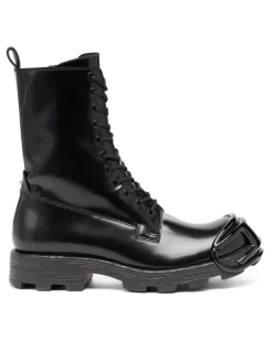 D-Hammer-Stiefel aus Leder mit Oval D-Zehenkappe - Stiefel - Herren - Schwarz