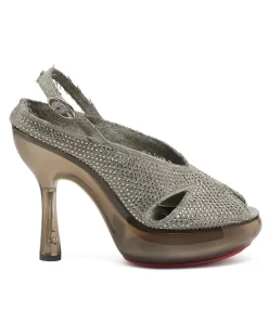 D-Lake-Sandaletten aus Kristalldenim und Plexiglas - Sandalen - Damen - Grau