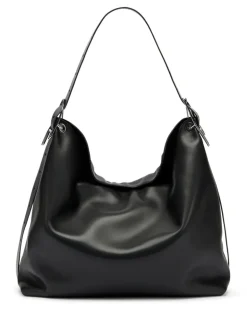 D-Line-Leder Hobo-Tasche - Schultertaschen - Damen - Schwarz