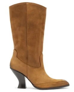 D-Luffy - kniehohe Stiefel aus Veloursleder - Stiefel - Damen - Braun