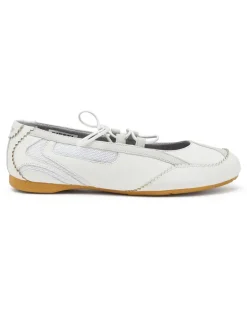 D-Mile-Ballerinaschnürschuhe aus Leder und Mesh - Flats - Damen - Weiss