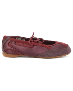 D-Mile - Ballerinaschnürschuhe aus Leder und Mesh - Flats - Damen - Rot