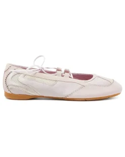D-Mile - Ballerinaschnürschuhe aus Leder und Mesh - Flats - Damen - Grau