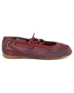 D-Mile - Ballerinaschnürschuhe aus Leder und Mesh - Flats - Damen - Rot