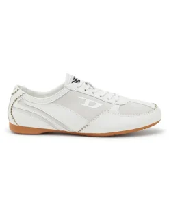 D-Mile-Flat-Sneaker aus Leder und Veloursleder - Sneakers - Damen - Weiss