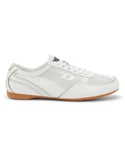 D-Mile-Flat-Sneaker aus Leder und Veloursleder - Sneakers - Damen - Weiss